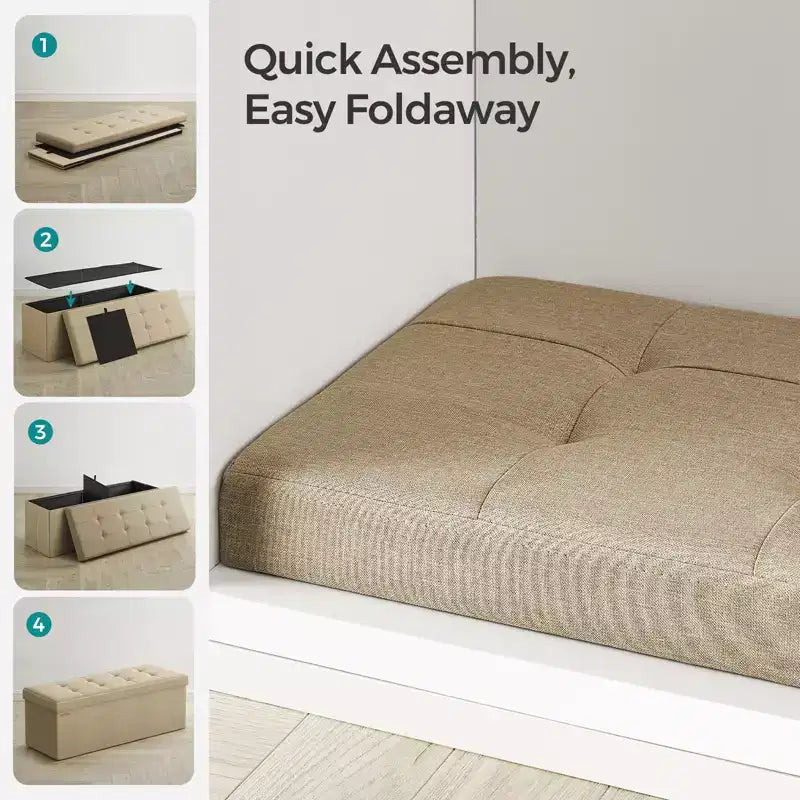 Banco otomano de almacenamiento, 15 x 43 x 15 pulgadas, banco para el pie de la cama, arcón de almacenamiento, para sala de estar, dormitorio, entrada