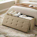 Storage Ottoman Bench, 15 x 43 x 15 Inches, End of Bed Bench, Storage Chest, for Living Room, Bedroom, Entryway