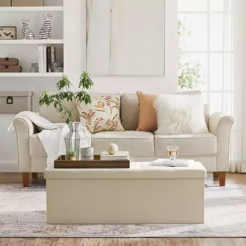 Banco otomano de almacenamiento, 15 x 43 x 15 pulgadas, banco para el pie de la cama, arcón de almacenamiento, para sala de estar, dormitorio, entrada