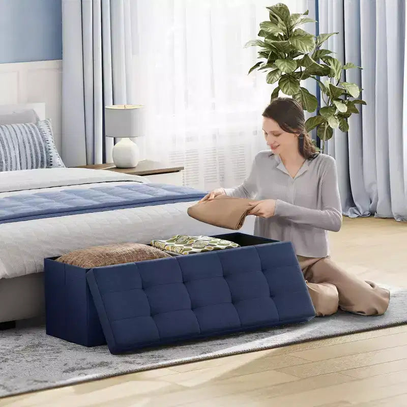 Banco otomano de almacenamiento, 15 x 43 x 15 pulgadas, banco para el pie de la cama, arcón de almacenamiento, para sala de estar, dormitorio, entrada