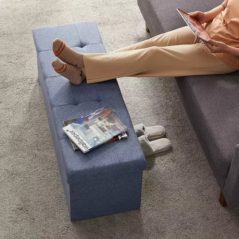 Banco otomano de almacenamiento, 15 x 43 x 15 pulgadas, banco para el pie de la cama, arcón de almacenamiento, para sala de estar, dormitorio, entrada