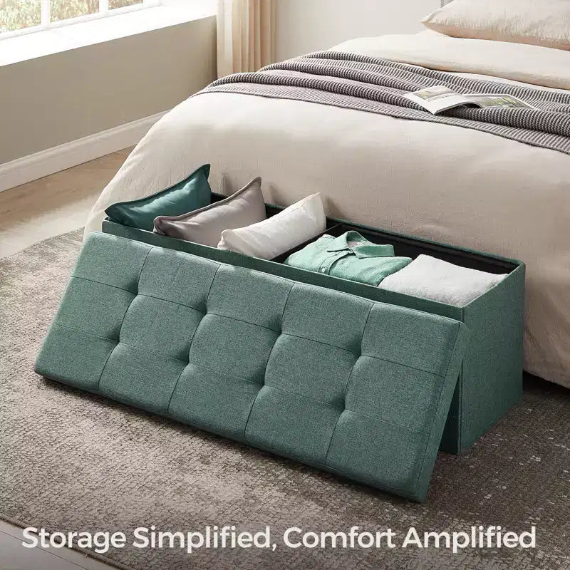Banco otomano de almacenamiento, 15 x 43 x 15 pulgadas, banco para el pie de la cama, arcón de almacenamiento, para sala de estar, dormitorio, entrada