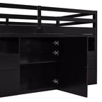 Cama alta de diseño moderno Whisen de 81.8 pulgadas de largo x 40.8 pulgadas de ancho, tamaño twin, con 4 cajones, armario inferior y estantes