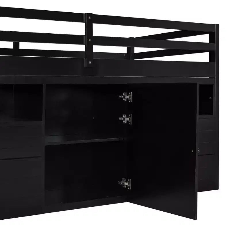 Cama alta de diseño moderno Whisen de 81.8 pulgadas de largo x 40.8 pulgadas de ancho, tamaño twin, con 4 cajones, armario inferior y estantes