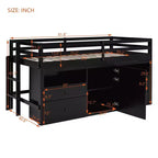 Cama alta de diseño moderno Whisen de 81.8 pulgadas de largo x 40.8 pulgadas de ancho, tamaño twin, con 4 cajones, armario inferior y estantes