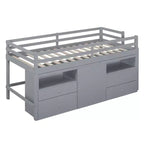 Cama alta de diseño moderno Whisen de 81.8 pulgadas de largo x 40.8 pulgadas de ancho, tamaño twin, con 4 cajones, armario inferior y estantes