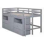 Cama alta de diseño moderno Whisen de 81.8 pulgadas de largo x 40.8 pulgadas de ancho, tamaño twin, con 4 cajones, armario inferior y estantes