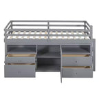 Cama alta de diseño moderno Whisen de 81.8 pulgadas de largo x 40.8 pulgadas de ancho, tamaño twin, con 4 cajones, armario inferior y estantes
