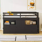 Cama alta de diseño moderno Whisen de 81.8 pulgadas de largo x 40.8 pulgadas de ancho, tamaño twin, con 4 cajones, armario inferior y estantes
