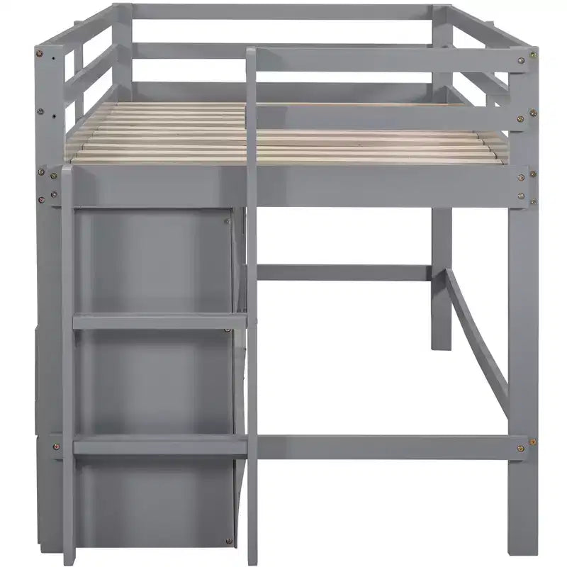 Cama alta de diseño moderno Whisen de 81.8 pulgadas de largo x 40.8 pulgadas de ancho, tamaño twin, con 4 cajones, armario inferior y estantes