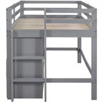 Cama alta de diseño moderno Whisen de 81.8 pulgadas de largo x 40.8 pulgadas de ancho, tamaño twin, con 4 cajones, armario inferior y estantes