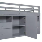 Cama alta de diseño moderno Whisen de 81.8 pulgadas de largo x 40.8 pulgadas de ancho, tamaño twin, con 4 cajones, armario inferior y estantes