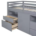 Cama alta de diseño moderno Whisen de 81.8 pulgadas de largo x 40.8 pulgadas de ancho, tamaño twin, con 4 cajones, armario inferior y estantes