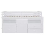 Cama alta de diseño moderno Whisen de 81.8 pulgadas de largo x 40.8 pulgadas de ancho, tamaño twin, con 4 cajones, armario inferior y estantes