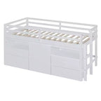 Cama alta de diseño moderno Whisen de 81.8 pulgadas de largo x 40.8 pulgadas de ancho, tamaño twin, con 4 cajones, armario inferior y estantes