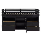 Cama alta de diseño moderno Whisen de 81.8 pulgadas de largo x 40.8 pulgadas de ancho, tamaño twin, con 4 cajones, armario inferior y estantes