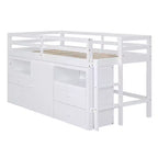 Cama alta de diseño moderno Whisen de 81.8 pulgadas de largo x 40.8 pulgadas de ancho, tamaño twin, con 4 cajones, armario inferior y estantes