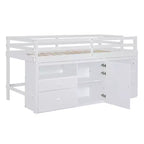 Cama alta de diseño moderno Whisen de 81.8 pulgadas de largo x 40.8 pulgadas de ancho, tamaño twin, con 4 cajones, armario inferior y estantes