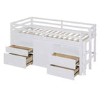Cama alta de diseño moderno Whisen de 81.8 pulgadas de largo x 40.8 pulgadas de ancho, tamaño twin, con 4 cajones, armario inferior y estantes