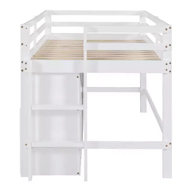 Cama alta de diseño moderno Whisen de 81.8 pulgadas de largo x 40.8 pulgadas de ancho, tamaño twin, con 4 cajones, armario inferior y estantes