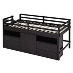 Cama alta de diseño moderno Whisen de 81.8 pulgadas de largo x 40.8 pulgadas de ancho, tamaño twin, con 4 cajones, armario inferior y estantes