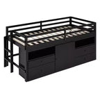 Cama alta de diseño moderno Whisen de 81.8 pulgadas de largo x 40.8 pulgadas de ancho, tamaño twin, con 4 cajones, armario inferior y estantes