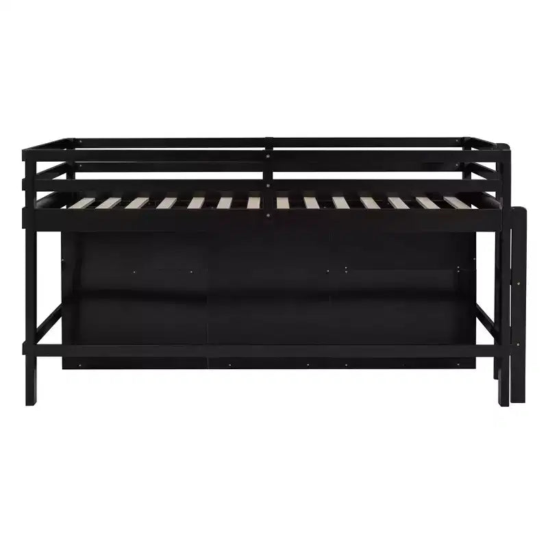 Cama alta de diseño moderno Whisen de 81.8 pulgadas de largo x 40.8 pulgadas de ancho, tamaño twin, con 4 cajones, armario inferior y estantes