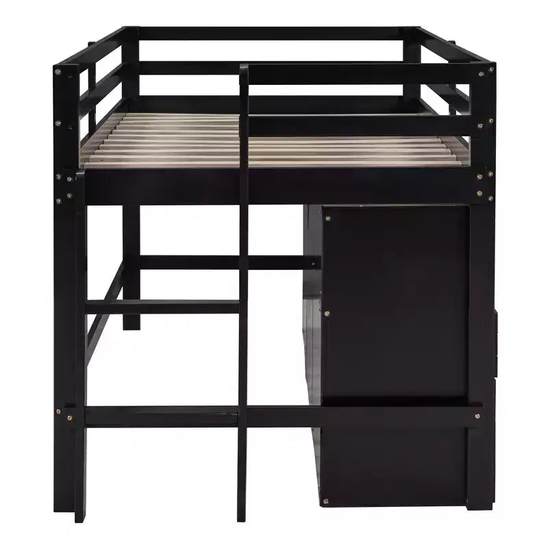 Cama alta de diseño moderno Whisen de 81.8 pulgadas de largo x 40.8 pulgadas de ancho, tamaño twin, con 4 cajones, armario inferior y estantes