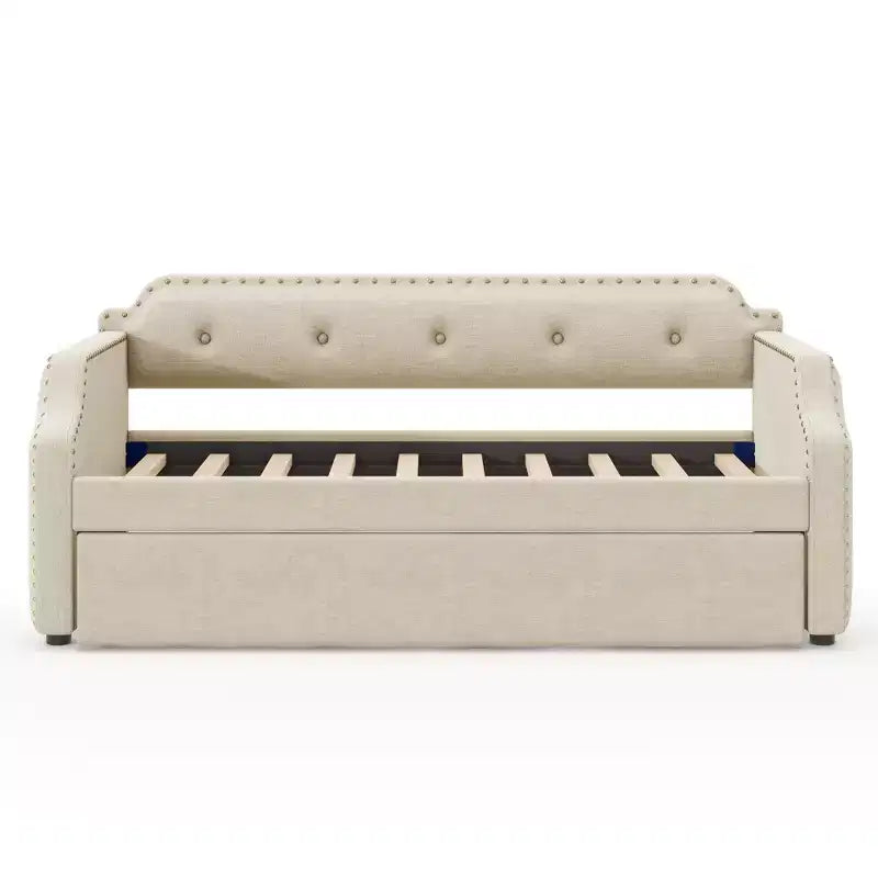 Whisen Sofá Cama Tapizado Individual con Nido, Soporte de Láminas de Madera, Estructura Tapizada