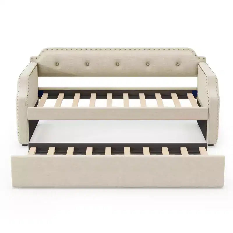 Whisen Sofá Cama Tapizado Individual con Nido, Soporte de Láminas de Madera, Estructura Tapizada