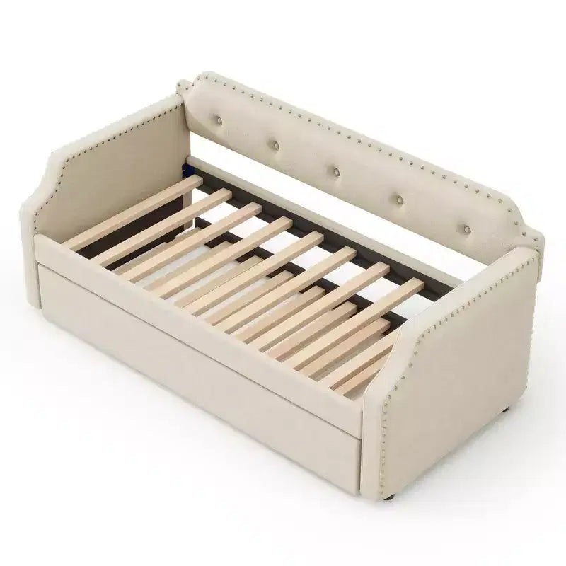 Whisen Sofá Cama Tapizado Individual con Nido, Soporte de Láminas de Madera, Estructura Tapizada