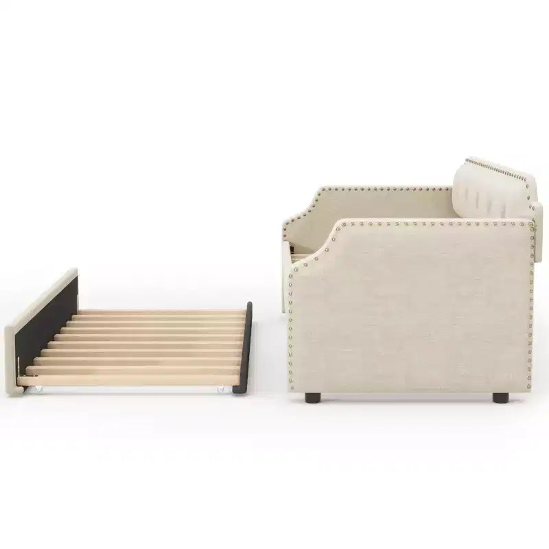 Whisen Sofá Cama Tapizado Individual con Nido, Soporte de Láminas de Madera, Estructura Tapizada