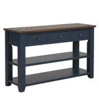 Mesa Consola de Madera de Pino Robusta, Mesa de Entrada y Auxiliar de Sofá Contemporánea con Tres Cajones y Dos Estantes, Fácil Montaje