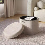 StorageBud Storage Bench for Bedroom End of Bed, Boucle Oval Storage, Large Storage Ottoman Bench, Entryway Bench with Storage