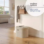 StorageBud Banco de almacenamiento para el dormitorio, pie de cama, otomana ovalada de boucle con almacenamiento, banco de entrada con almacenamiento