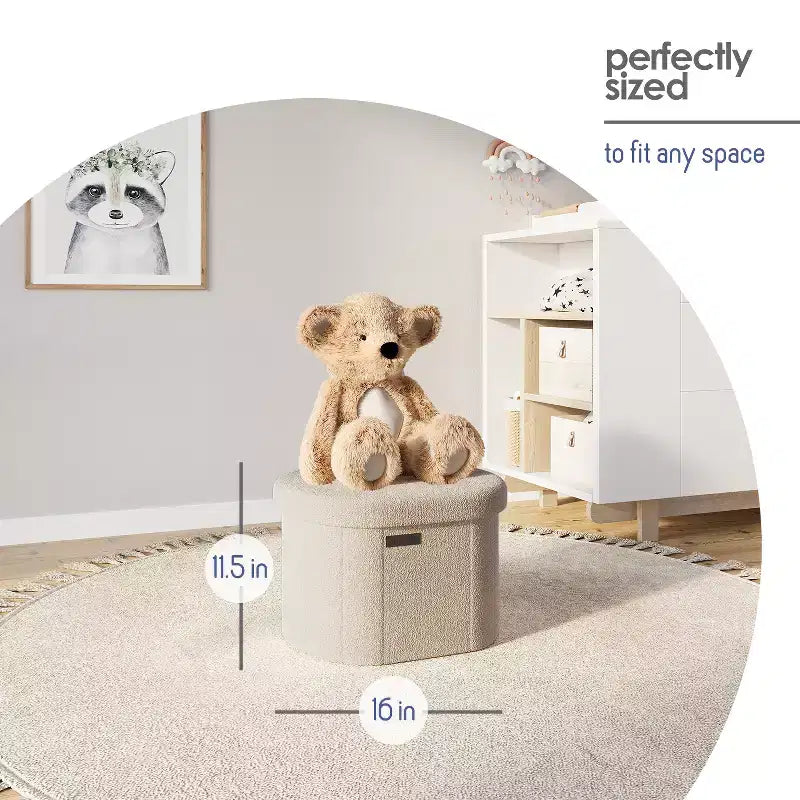 StorageBud Banco de almacenamiento para el dormitorio, pie de cama, otomana ovalada de boucle con almacenamiento, banco de entrada con almacenamiento