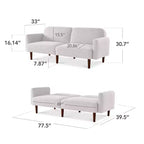 Sofá cama curvado convertible de tela boucle con respaldo dividido, de Best Choice Products