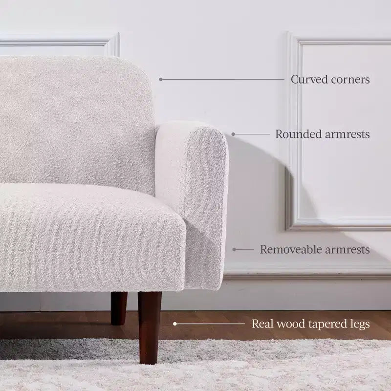 Sofá cama curvado convertible de tela boucle con respaldo dividido, de Best Choice Products