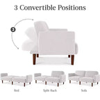 Sofá cama curvado convertible de tela boucle con respaldo dividido, de Best Choice Products
