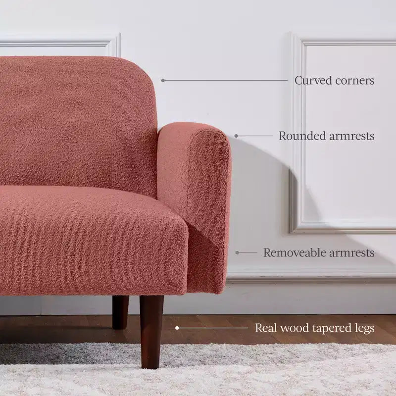 Sofá cama curvado convertible de tela boucle con respaldo dividido, de Best Choice Products