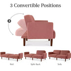 Sofá cama curvado convertible de tela boucle con respaldo dividido, de Best Choice Products