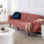 Sofá cama curvado convertible de tela boucle con respaldo dividido, de Best Choice Products