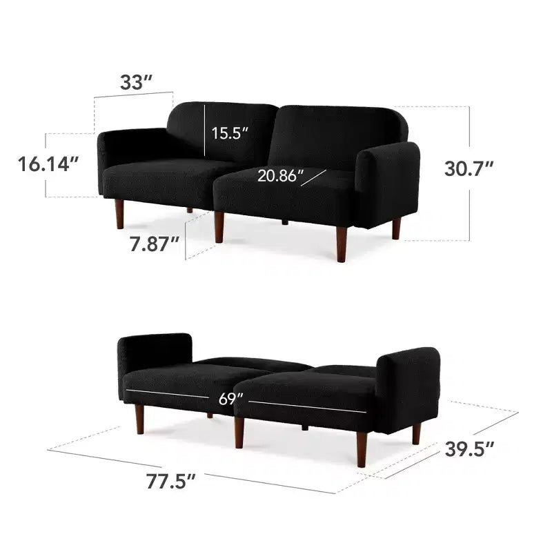 Sofá cama curvado convertible de tela boucle con respaldo dividido, de Best Choice Products