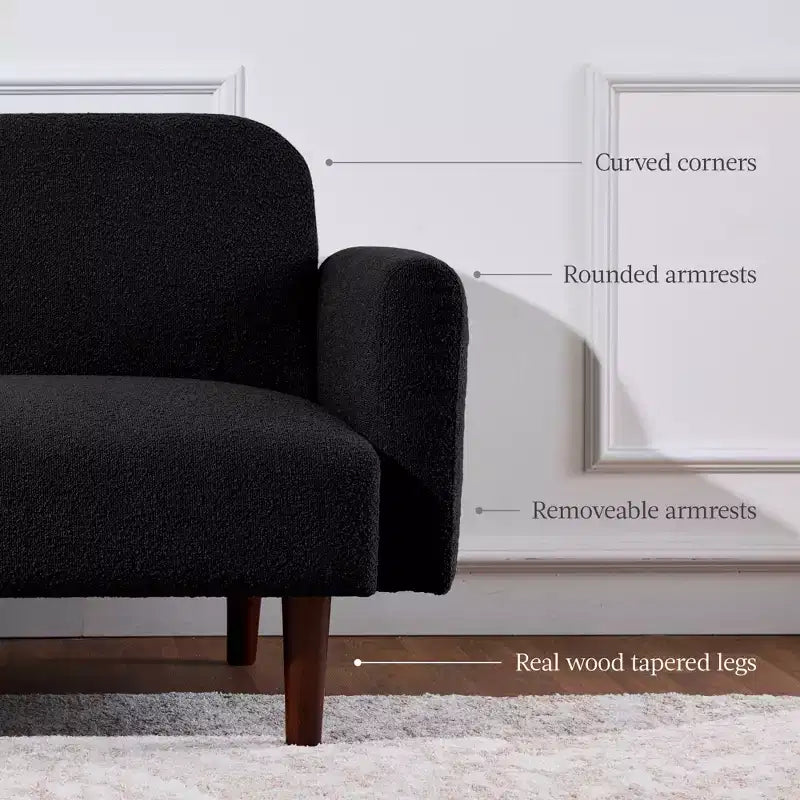 Sofá cama curvado convertible de tela boucle con respaldo dividido, de Best Choice Products