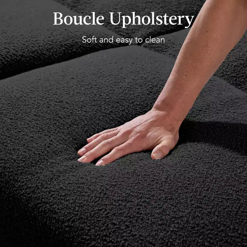 Sofá cama curvado convertible de tela boucle con respaldo dividido, de Best Choice Products