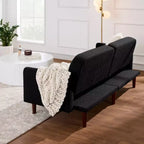 Sofá cama curvado convertible de tela boucle con respaldo dividido, de Best Choice Products