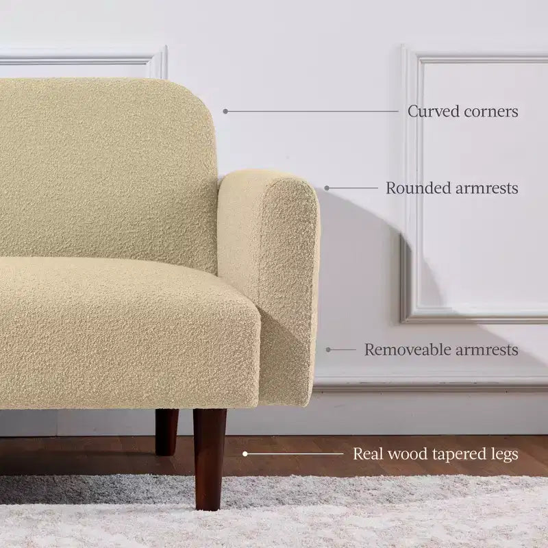 Sofá cama curvado convertible de tela boucle con respaldo dividido, de Best Choice Products