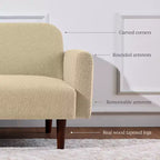 Sofá cama curvado convertible de tela boucle con respaldo dividido, de Best Choice Products