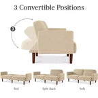 Sofá cama curvado convertible de tela boucle con respaldo dividido, de Best Choice Products