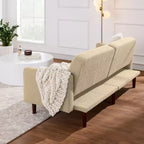 Sofá cama curvado convertible de tela boucle con respaldo dividido, de Best Choice Products